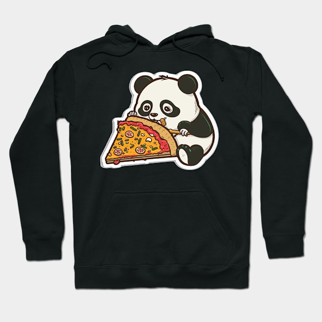 Cartoon Adorable Cute Panda Eats Pizza Hoodie by kiddo200